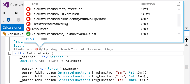 CodeLens - Choose test status in code editor