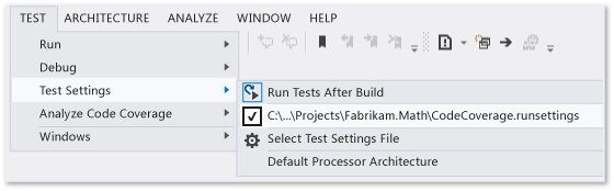 Test settings menu with custom settings file