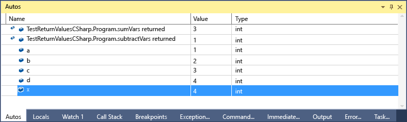 Autos return value C#