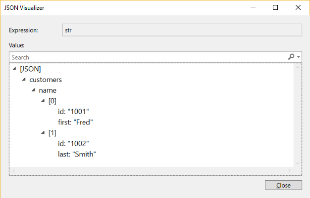 JSON string visualizer