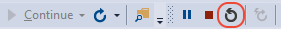 Restart button on the debugging toolbar in Visual Studio