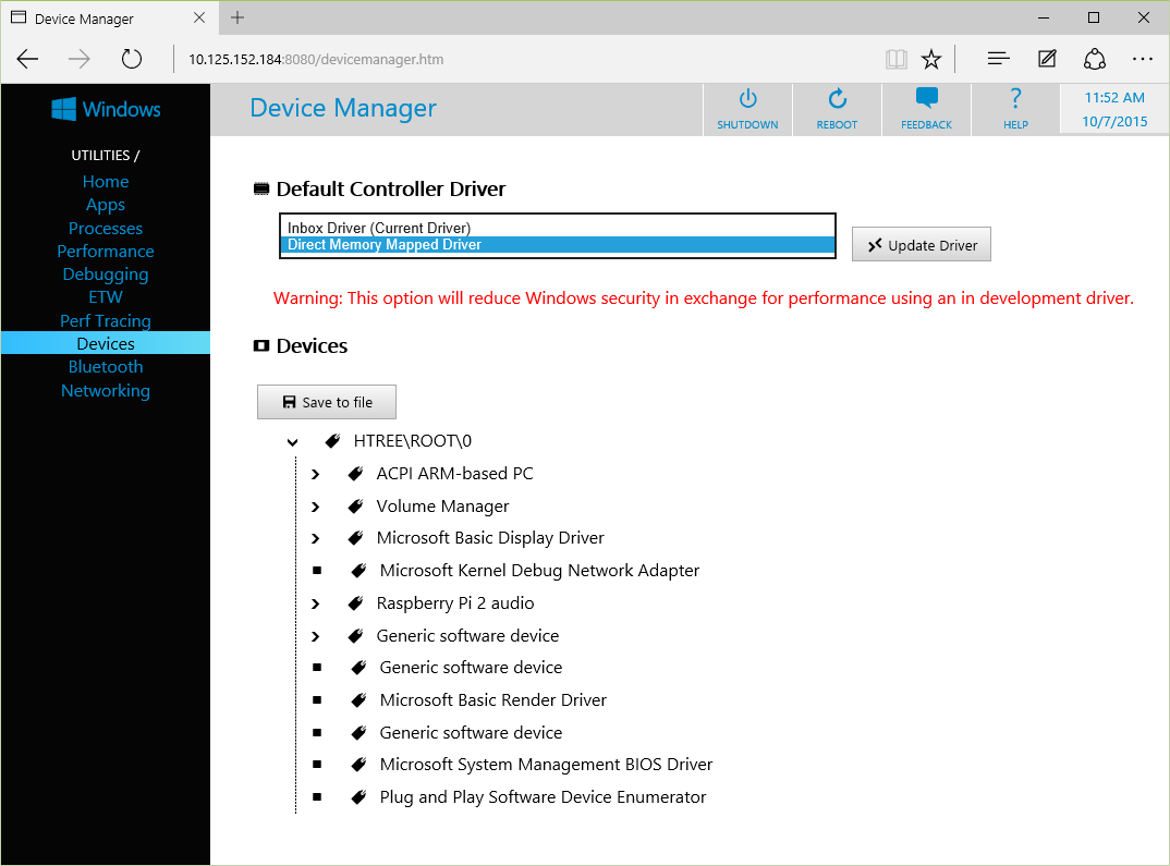 Select Direct Memory Mapped Driver