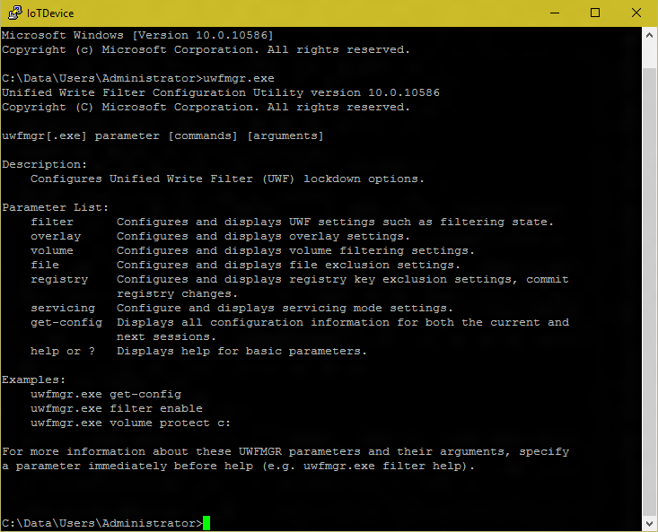 uwfmgr.exe on Windows 10 IoT Core