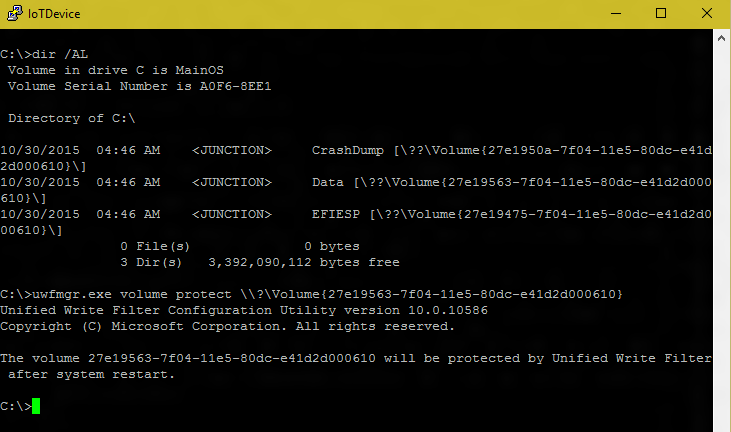 Protecting Volume on Windows 10 IoT Core