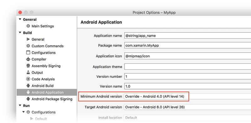 Minimum and Target versions set to Automatic - use target framework version