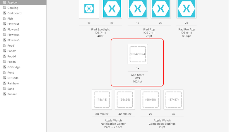 App store icon location in asset catalog.