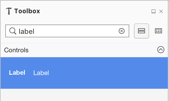 Label in toolbox