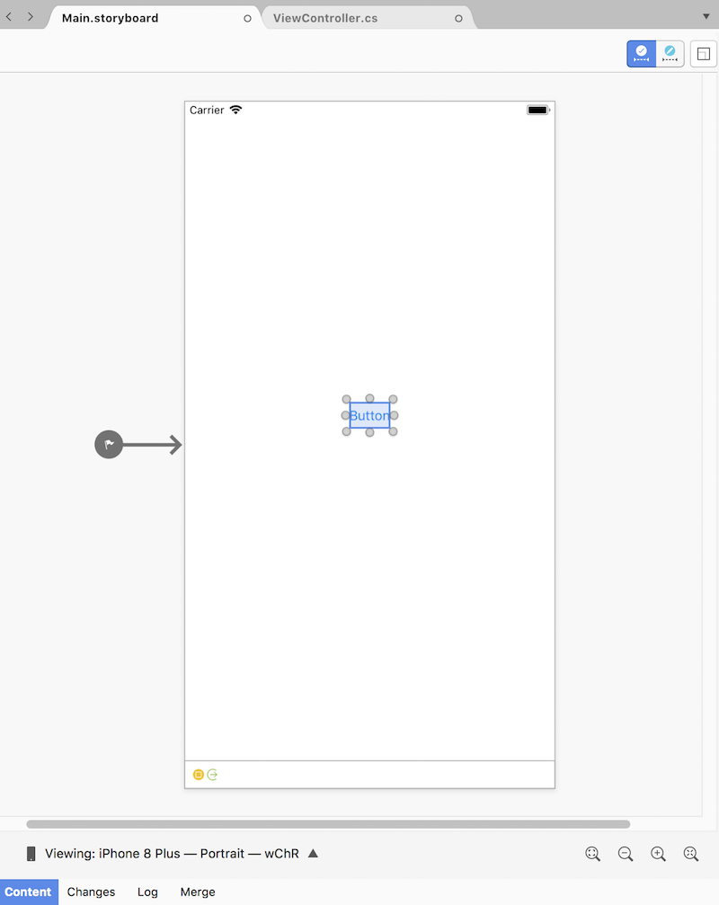 A view controller containing a button