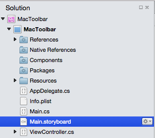 Opening Main.storyboard in the Solution Pad