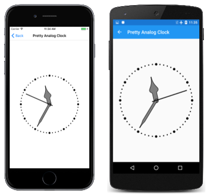 Triple screenshot of the Pretty Analog Clock page