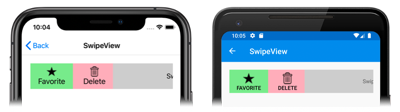 Screenshot of SwipeView swipe items, on iOS and Android