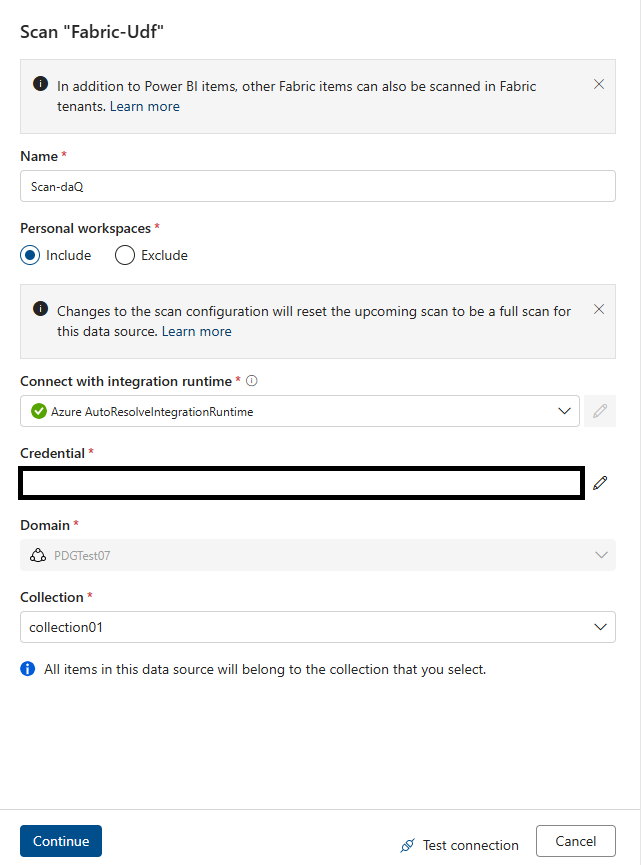 Use service principal for datamap scan.