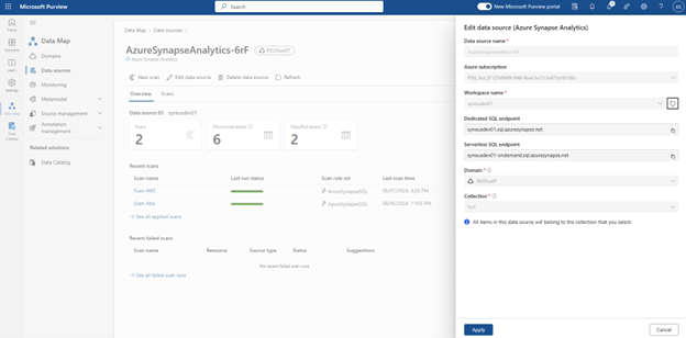 Screenshot of datamap scan configuration.