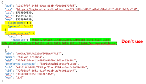 Screenshot of example token shows query.