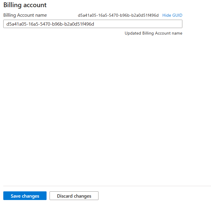 The text field where you can edit a Billing Account or Billing Profile name.