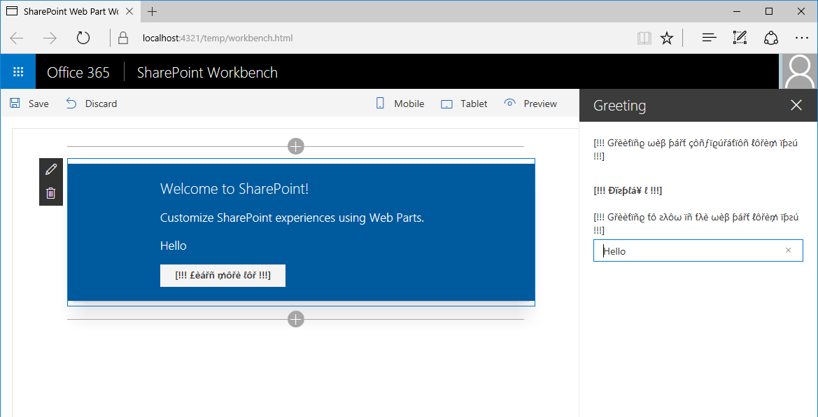 Web part property pane opens when testing the web part in the local Workbench using the base pseudo-locale