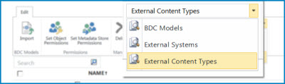 Screenshot of view selection for BCS data catalog views.