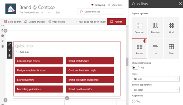 Image of the Quick links web part