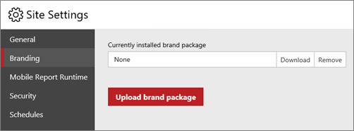 Screenshot of the Site Settings page with the Branding option selected.