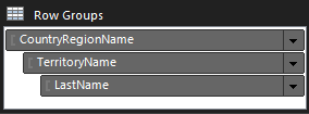 Screenshot of the Report Builder Row Groups pane.