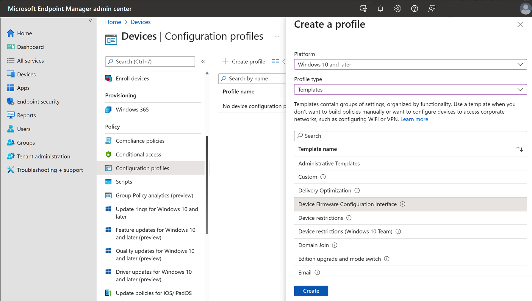 Start creating DFCI profile