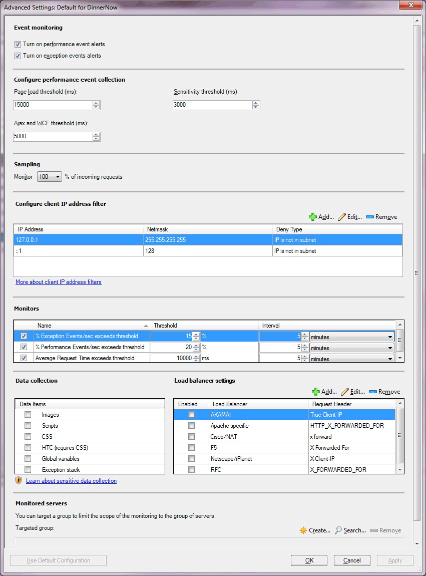 Screenshot of Client-Side Advanced Settings.