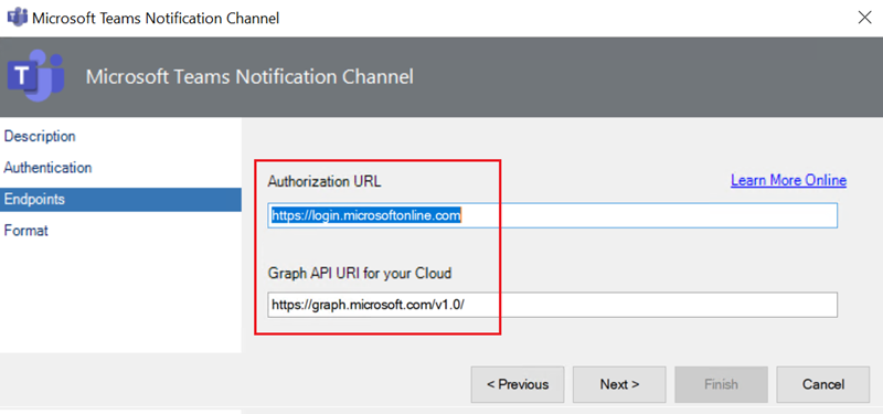 Screenshot that shows endpoints to use.