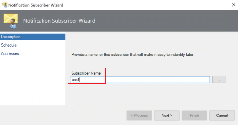 Screenshot that shows adding a  subscriber description.