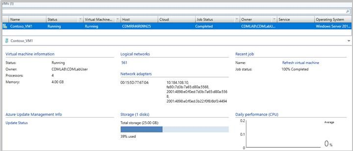 Screenshot of the virtual machines information.