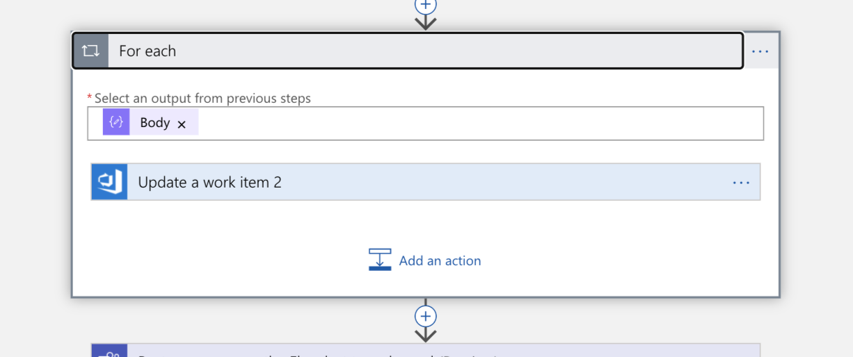 Screenshot of the Foreach block in Logic App Designer view of the Logic App.