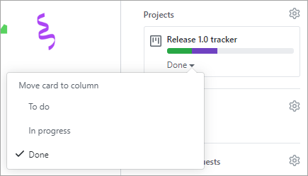 Screenshot of moving a project card.