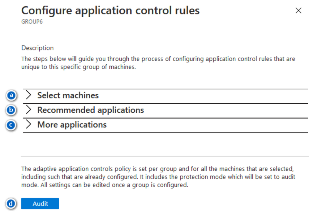 Configure application control rules.