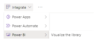 Screenshot of the menu option to use Power BI.