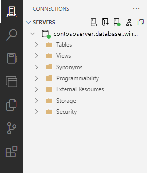 Screenshot that compares SQL Server and SQL Database in Azure Data Studio.