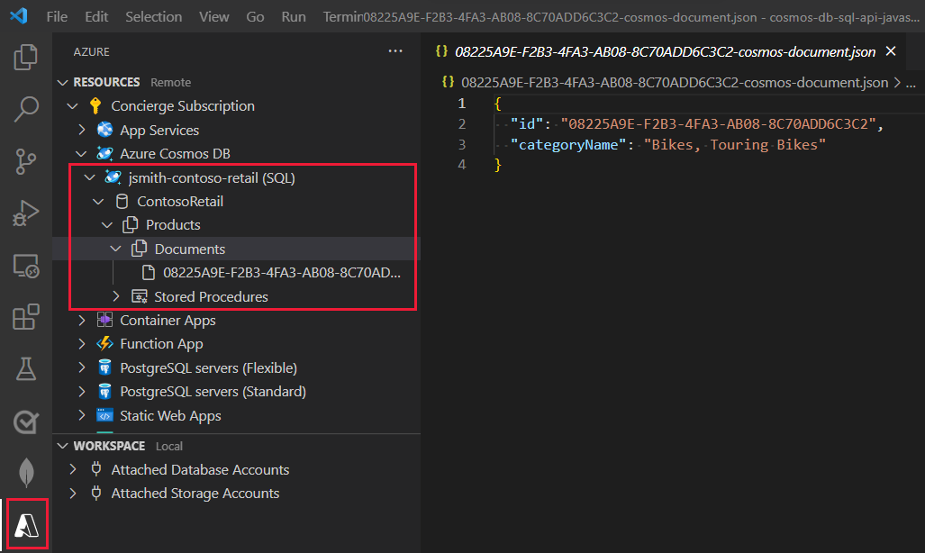 Screenshot of Visual Studio Code showing the newly created document.