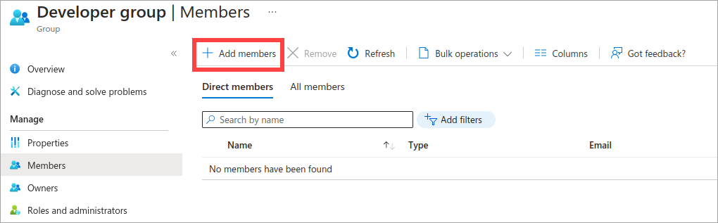 Screenshot that shows Add member button.