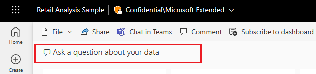 Screenshot of the 'Ask a question about your data' field.