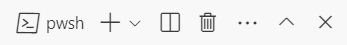 Screenshot of the Visual Studio Code terminal window, with the p w s h option displayed in the shell dropdown.