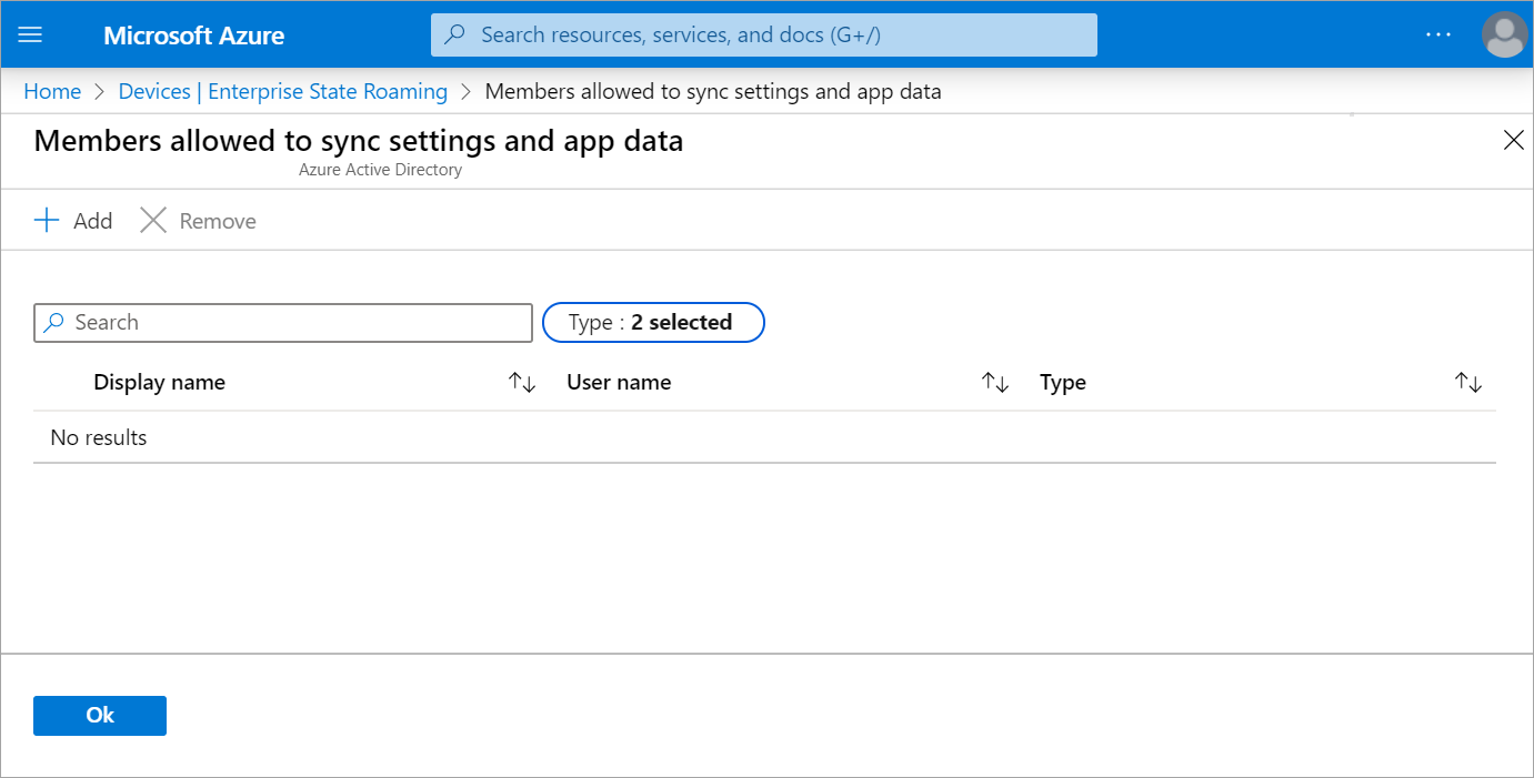 Screenshot that shows how you'd add members allowed to sync settings and app data.