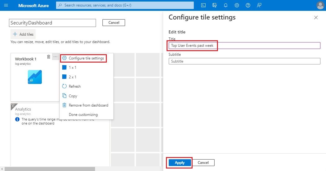 Screenshot of editing a report on the dashboard.