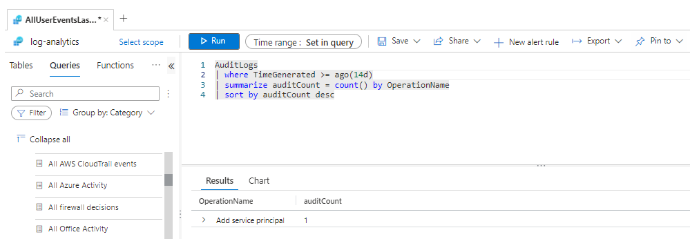 Screenshot that shows how to pin a logs query to a dashboard.