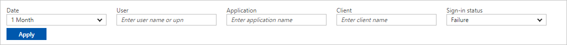 Screenshot that shows how to use the Sign-in status control, with Failure selected.