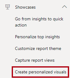 Image showing the Create personalized visuals showcase highlighted.