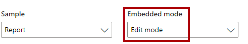 Screenshot that shows the Embedded mode dropdown list set to Edit mode.