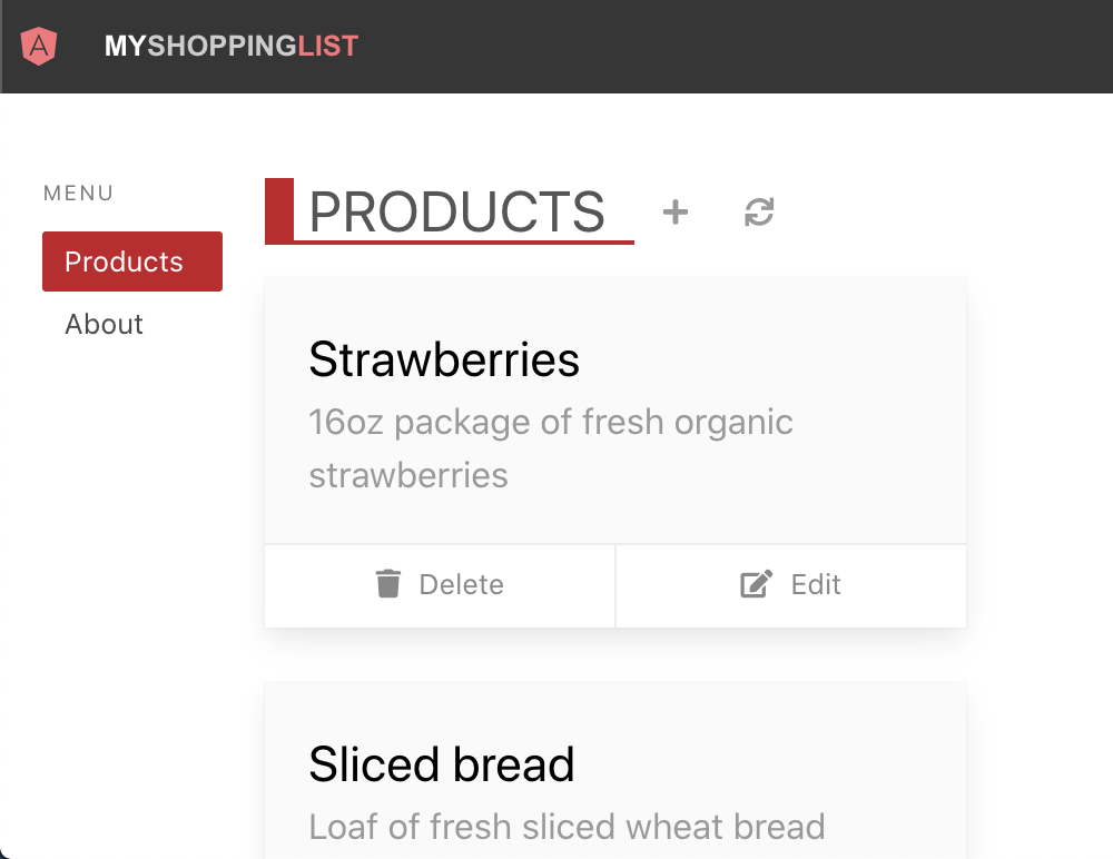 Screenshot showing your angular web app.