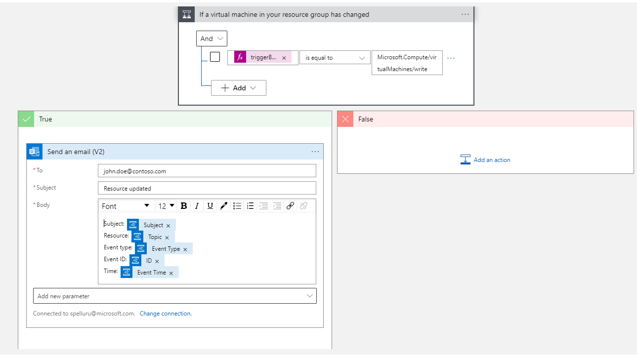 Screenshot of a finished logic app.