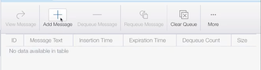 Screenshot that shows the button for adding a message on the queue.