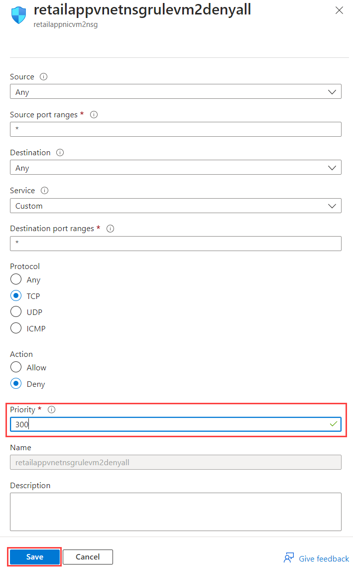 Screenshot showing the edit page for the inbound rule.