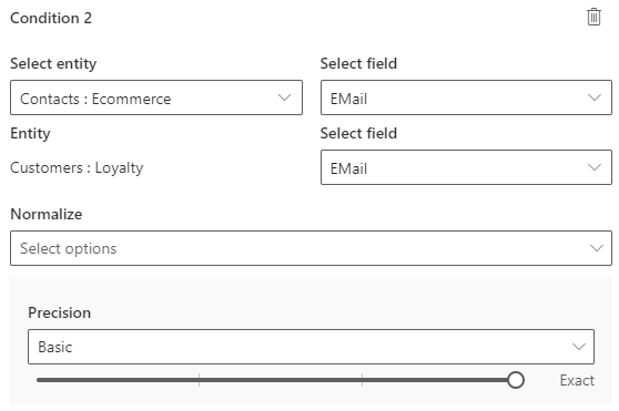 Screenshot of the second condition screen with available fields.