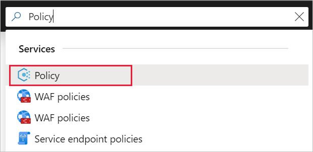 Screenshot showing how to navigate in the Azure portal to assign a policy.